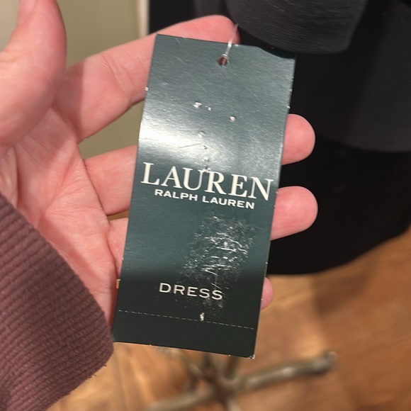 NWT Lauren Formal Classic Black Velvet Chevron Cocktail Dress Sz 10 Long Sleeves - Picture 5 of 8